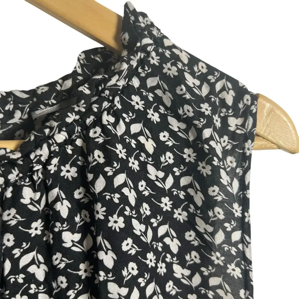 Officine Generale Louison Black Floral Print Silk Sleeveless Shift Dress Size L - Picture 6 of 16